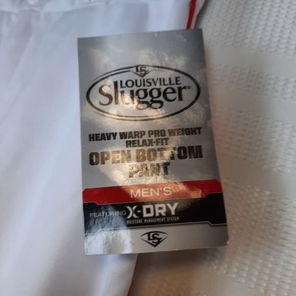 LOUISVILLE SLUGGER RELAX FIT X DRY OPEN BOTTOM MEN'S WHITE BASEBALL PANTS SMALL - Picture 5 of 9